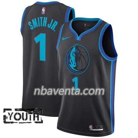 Camiseta Niños Dallas Mavericks Dennis Smith 1 2018-19 Nike City Edition Negro Azul Swingman
